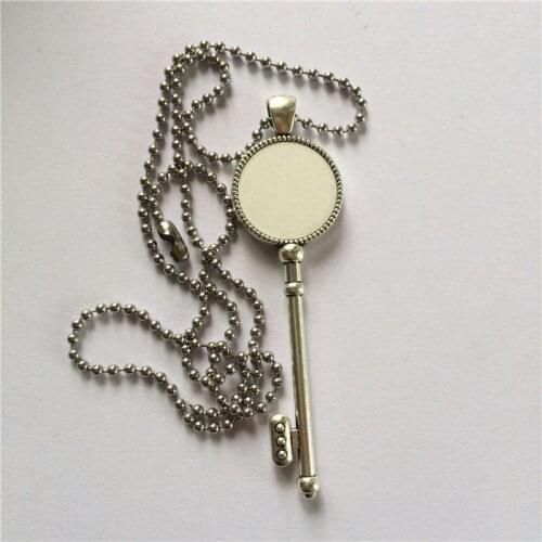 Blank flower key necklaces pendants for sublimation retro vintage Antique Silver necklace pendant for thermal transfer printing