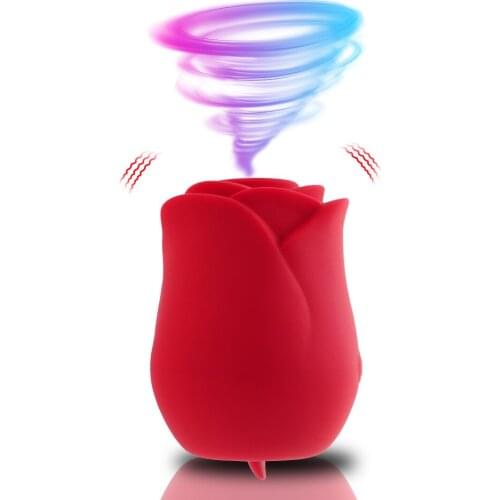 Rose Style Tongue Licking Vibrator Blow Nipple Sucking Rechargeable Clitoris Stimulate Masturbate Erotic Adult Toys for Women