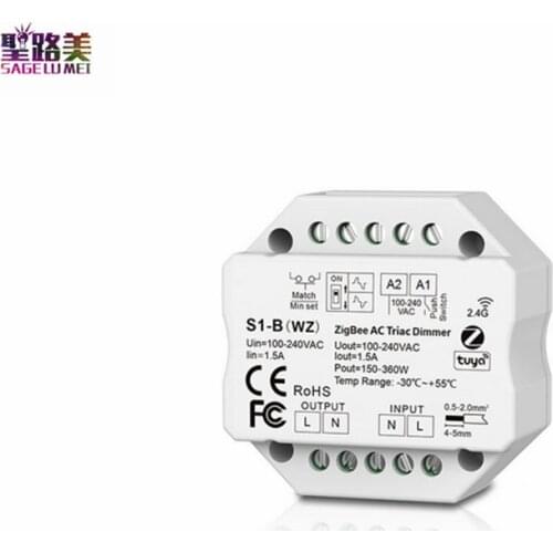 S1-B(WZ)ZIGBEE AC Triac Dimmer tuya app APP RF Push Dim control AC110V-220V 150W-360W 1ch channel controller for led lamp light