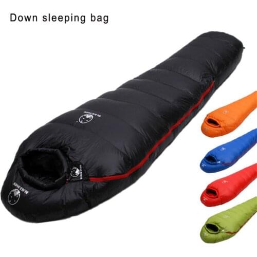 Black Snow Warm White Goose Down Filled Adults Mummy Style Sleeping Bags Fit for Winter Thermal 4 Kinds Thickness Camping Travel