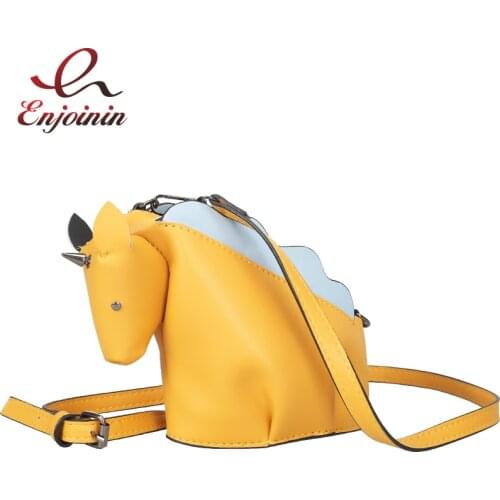 Fun Personality Unicorn Dinosaur Design Pu Leather Girls Shoulder Bag Tote Crossbody Messenger Bag Flap Fashion Purse Bolsa