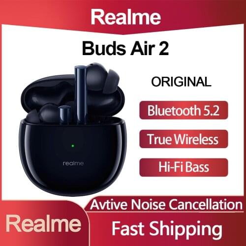 Original Realme Air 2 TWS Earphone Bluetooth 5.2 True Wireless Earbuds IPX5 Waterproof 25h Battery Life ANC Headset Wireless