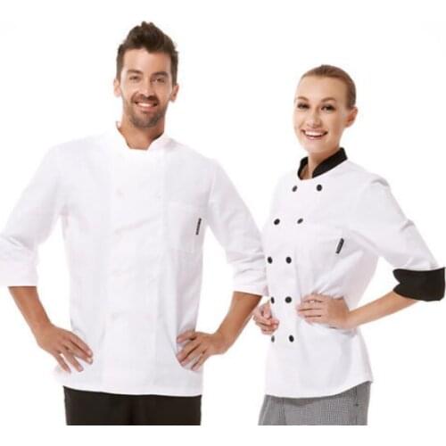 Fashionable Unisex Chefs Uniform,Breathable Fabrics,Chef Jackets Chef Kitchen Long Sleeve Work Wear Chef service Free Shipping