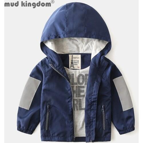 Mudkingdom Hooded Jack Boys Patchwork Long Sleeve Zipper Slant Pocket Solid Windbreaker for Little Boy Spring Autumn Outerwear