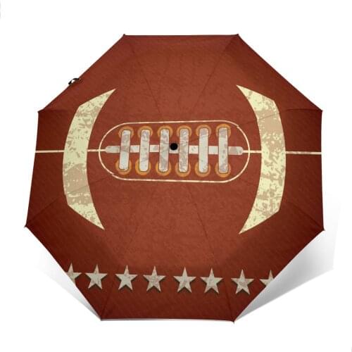 Wind Resistant Fully-Automatic Umbrella American Football (1) Rain 3 Folding Parasol Travel Car Umbrella