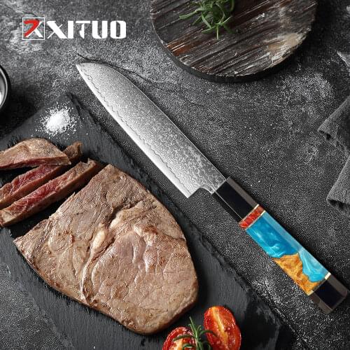 XITUO 5 Inch Santoku Knife Japanese Damascus Vg10 Steel 67 Layers Chef Knife Kitchen Knives Gadgets Tools Kitchenware Tableware