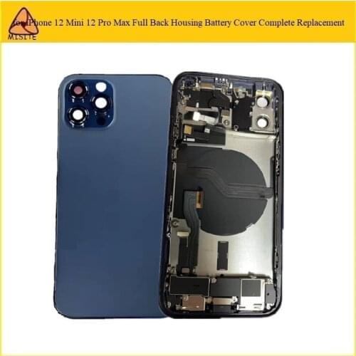 1Pc Full Back Battery Door Housing Assembly Replacement For iPhone 12 Pro Max Rear Middle Frame Body Chassis+Small Repair Parts