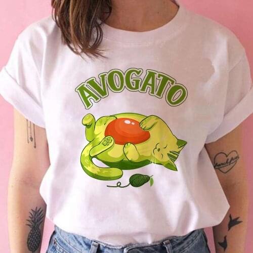 Large Cat Avocado Graphic WomenS T Shirts Hipster Loose Short Sleeve Tee Arrivals Creative Clothing Women Punk Top shirt