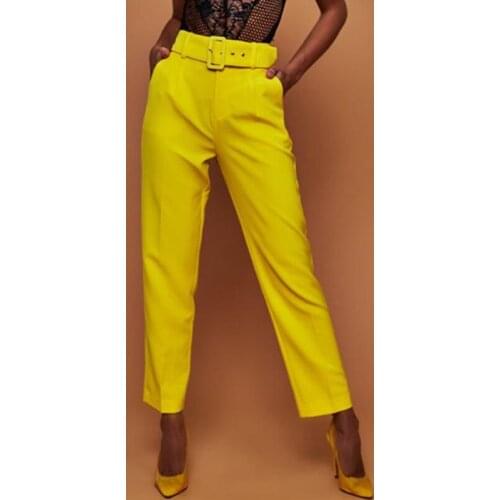 Bella Philosophy Women Candy Color Harem Pant Vintage Solid Female Straight Long Pant High Waist Lady Sashes Pants Bottoms