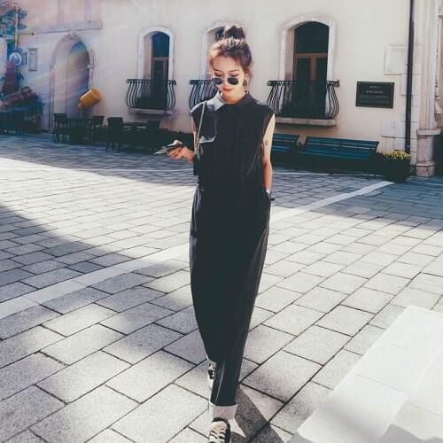 Women Summer Sleeveless Jumpsuit Drawstring Waist Slim Casual One Piece Pants Overalls Lady Elegant Straight Trouser Romper 2021