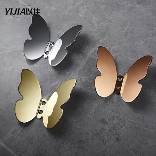 Butterfly animal Hook Golden Wall Door Mounted Bag Hat Hanger Single decoration Hook for Clothes Towel Pants Hanger