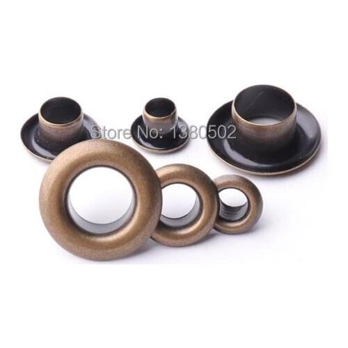100pcs/lot 6/7/8/9/10/11/13/17/22/23mm bronze color Grommet Eyelets round with washer for belt bag accessories