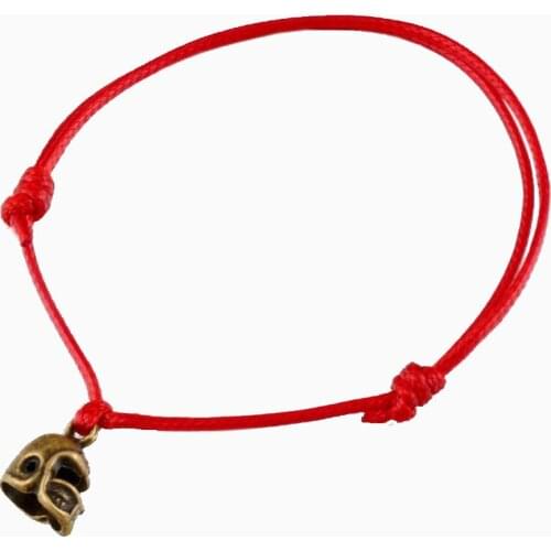 20 Pcs Antique Bronze Alloy 3D Small Football Helmet Charms Red String Good Luck Adjustable Bracelets B-27