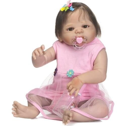 23" Full body silicone vinyl reborn Toy Lifelike modeling Real touch bebe alive infant dolls baby Child play house briquedos