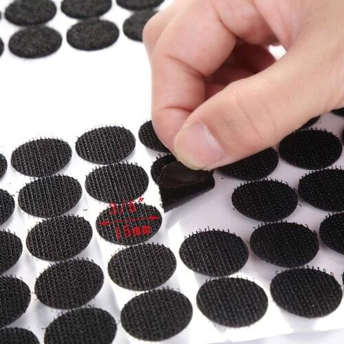 500Pairs/lot Self Adhesive Fastener Tape Dots 10/15/20/25/30/60mm Disc Adhesive Strong Glue Magic Sticker Round Coins Hook Loop