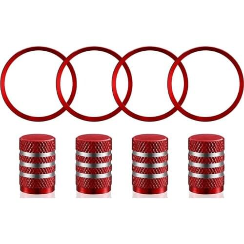 8PCS Wheel Decoration Set for Honda Civic 2016-2021 Wheel Center Hub Rings Valve Stem Cap Trim Aluminum Accessories, Red