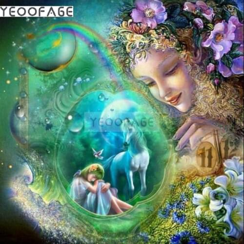 5d Diy Diamond Painting Cross Stitch Fantasy girl Diamond Embroidery horse Crystal Square Diamond Mosaic Pictures Needlework