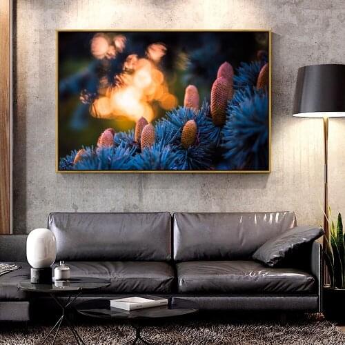 Artcozy Oil Canvas Painting blue_spruce_cones_macro For Home Decoration Wall Art