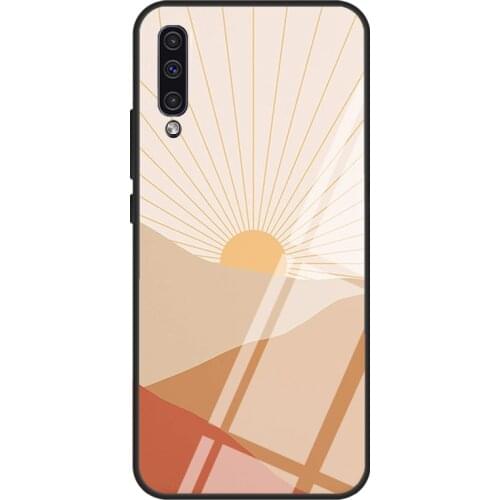 Boho Chic landscape mountain sunset Tempered Glass Case For Samsung A52 A12 A32 A42 A72 A31 A51 A71 A40 A50 A70 A20e A21S