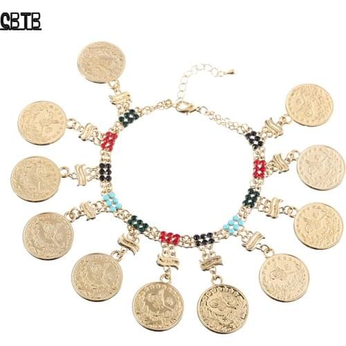 Crystal Bracelet Oman Coin Pendant Adjustable Gold Bracelet for Woman Muslim Aristocratic Wedding Luxury Jewelry Accessories