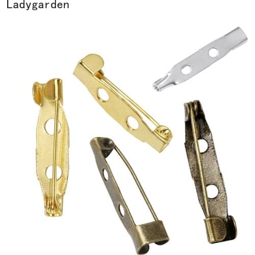 200PCS Brooch Base Metal Pins 20/25/30mm Pin Back Silver Color Locking Clasp Pin Holder Jewelry Accessories Safety Quilting Pins