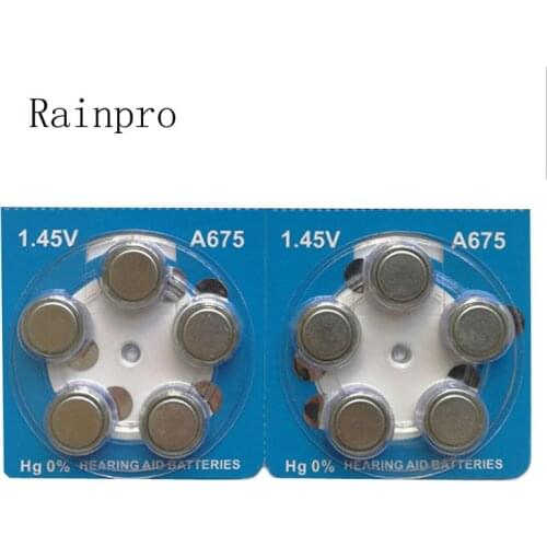 Rainpro 50PCS/LOT A675 PR44 AG13 Zinc Air battery for BTE high power ear back hearing aid 1.45V