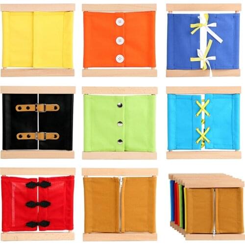 Kids Toy Montessori Baby Dressing Frame Practical Life Teaching Learning Educational Preschool Training Solid Wood with Cloth