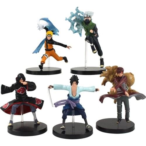 9-10cm 5pcs/Set Naruto Shippuden Anime Raisetsu Hakata Kakashi Uchiha Itachi Sasuke Gaara Battle PVC Action FIgure Model Toys