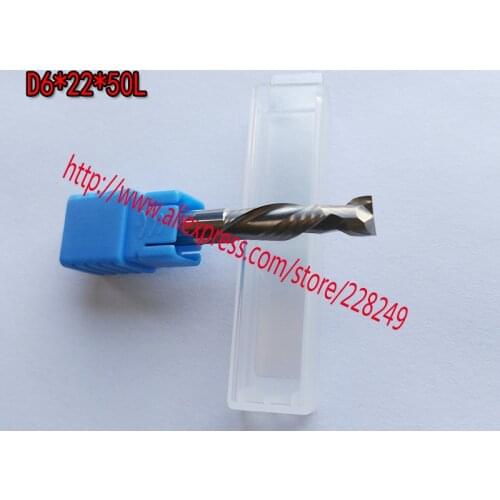 1pc D6*22*50L HRC55 2 Flutes Up&Down Cut Solid Carbide CNC Router Bit Wood Flat Endmill Tungsten End Milling Cutter Tool