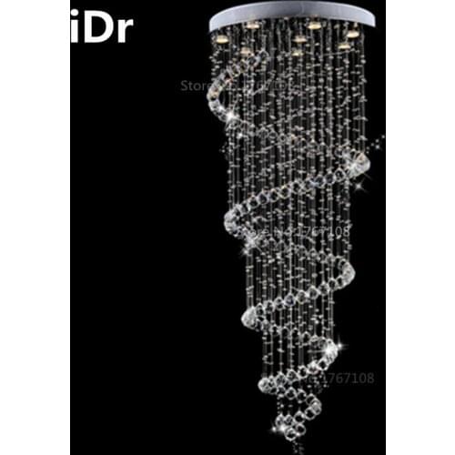 Crystal chandelier lights penthouse stair stairwell hanging wire crystal lamp villa spiral staircase Upscale atmosphere
