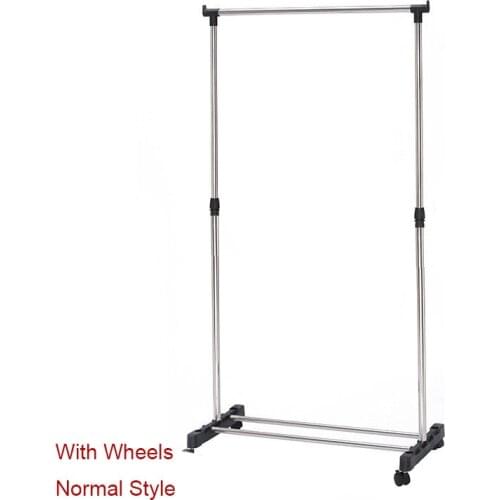 Stainless Steel Floor-Standing Bedroom Hanger Single Pole Household Hanger Vertical Mobile Clothes Hanger