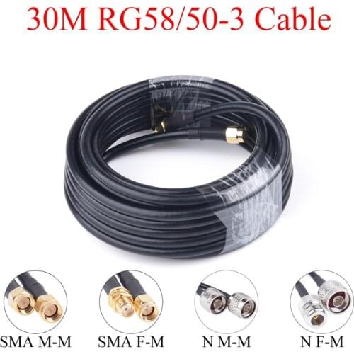 30M RG58/50-3 RF Coaxial Cable SMA/N Female/Male to Male Extension Wire For 4G LTE Cellular Amplifier Signal Booster Antenna