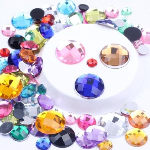 Round Earth Facetsd Many Colors And Many Size Acrylic Flatback Craft Art DIY Gems Rhinestone Strass High Shine Nail Stones