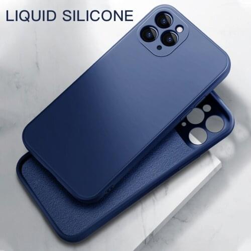 Square Original Liquid Silicone Phone Case For iPhone 13 12 11 Pro Max X XR XS Max 7 8 Plus SE 2020 Ultra-Thin Candy Soft Cover