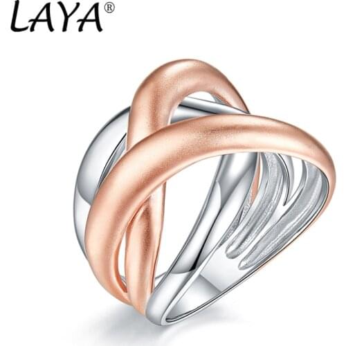 LAYA 925 Sterling Silver Fashion New Style Frosted Jewelry Twist Rope Chunky Ring Specially Designed For Womens Wedding Party
