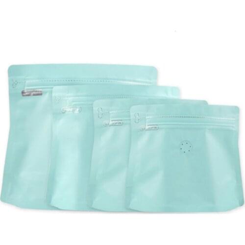 Matte blue diamond side zipper stand up bag food candy tea air value packaging bags kitchen storage pocket