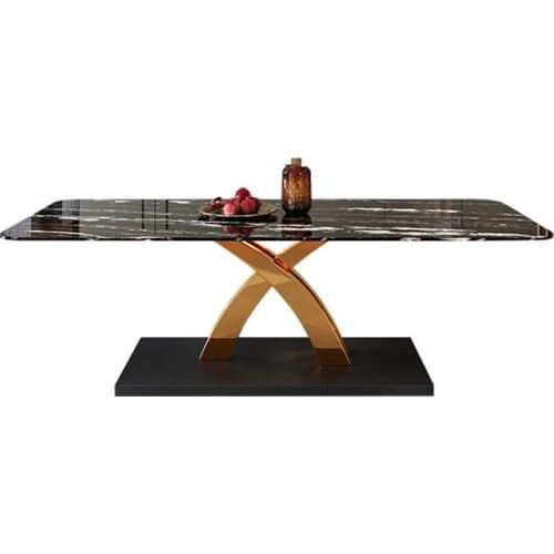 Hong Kong Style Light luxury rock board furniture combination postmodern simple household rectangular 6-person dining table