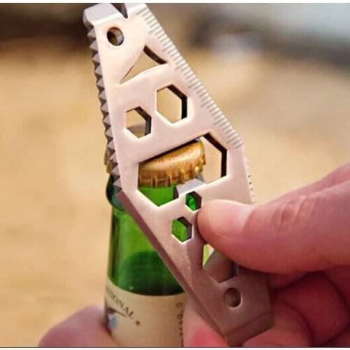 EDC Multifunction Stainless Steel Bottle Opener Wrench Key Chain Outdoor Survival Camping Pocket Tools Saw Blade Cutter Crowbar