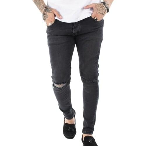 DeepSEA Male Anthracite Jeans Pants Slim Fit Cotton Denim Lycra High Quality Narrow Trotting Casual Business Four Seasons 2104651