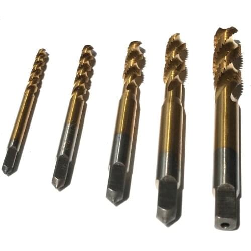Free shipping of 5PCS HSS6542 made machine spiral/straight flute taps TIN coated M3-M8 for soft meatl as aluminum threading work