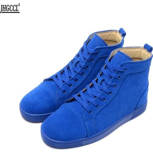 NEW Men Spike Stud leather casual shoes rivets sneaker lace up flat high top men casual outdoor men shoes Zapatillas Hombre A25