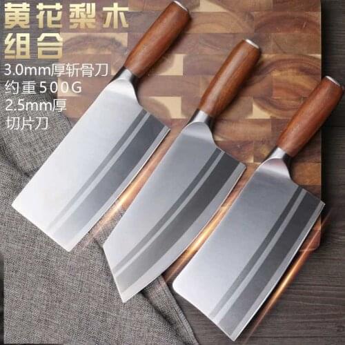 4Cr13mov Stainless Steel Cleaver Knife Cooking Chef Slicing Chopping Knife Cleaver Knives Set Sandal Wood Handle Chefs Tools