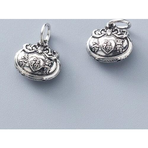 925 Sterling Silver Craftwork Dangle Lucky Lock Charms Women Men Decoration Ornament S925 Silver Pendant DIY Jewelry Accessories