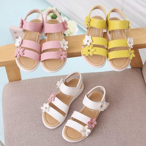 Sweet Girls Princess Shoes Sandals 2021 Summer Kids Children Flower Simply Baby Anti-Slip Open Toe Shoes Zapatos S12104