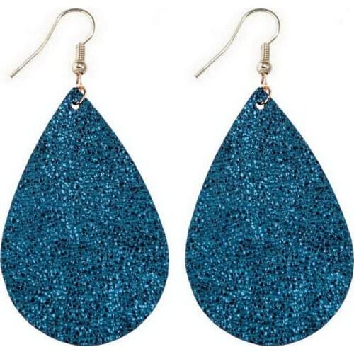 ZWPON New Arrival Cheaper Big Leather Earrings 2020 Fashion Aqua Teardrop Earrings for Women Jewelry Black Earrings Wholesale