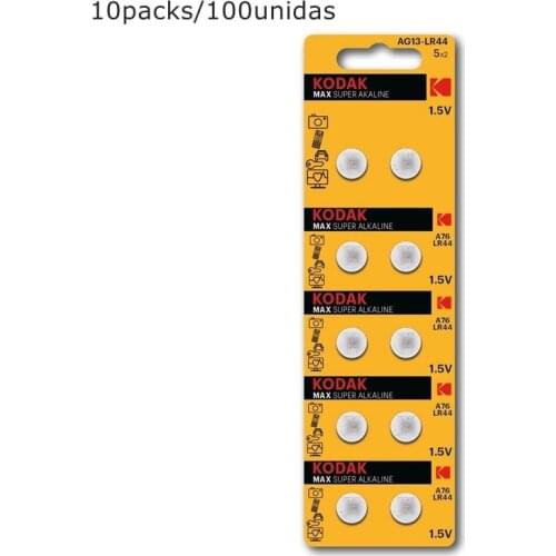 10 packs-100PC Kodak AG13/LR44 / 76A / V13GA / A76 button alkaline battery