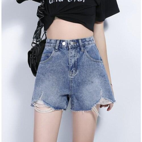 Shorts Women High Waist Korean Style 2021 Summer Outfits Trend Fashion Ripped Jeans Short Multicolor Casual Bottoms For Ladies