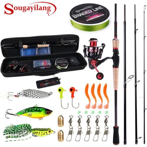 Sougayilang 2.1m Fishing Rod Combos Set Travel Spinning Fishing Rod 14BB Spinning Reel Rod Bag Fishing Accessories Tool Combos