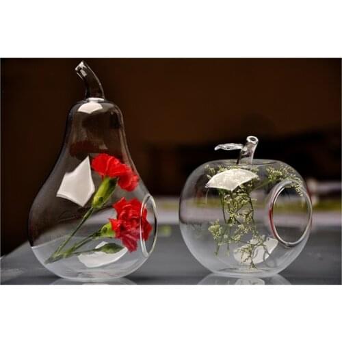 Home decor glass vase decoration home decoration transparent glass flower vase apple &pear shaped creative decoration hot sale