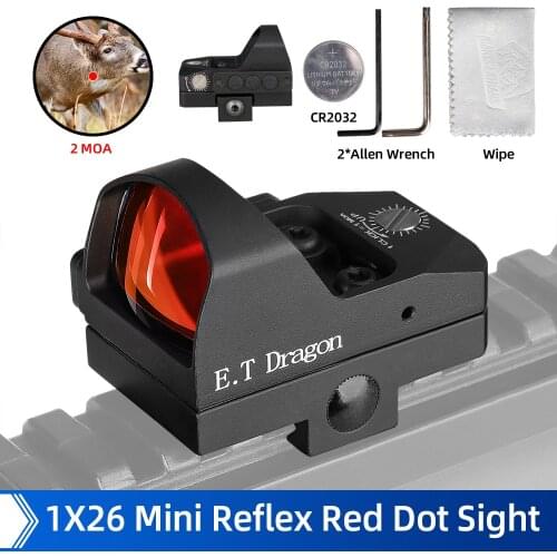E.T Dragon Tactical Red Dot Scope 2 MOA Red Dot Sight 20mm Waterproof Shockproof for Real Hunting gs2-0131